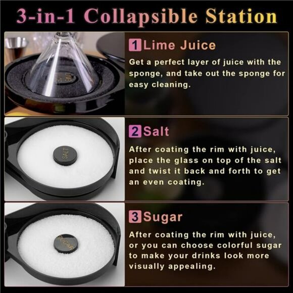 3 tier margarita salt rimmer set cocktail sugar lime bar tool drink garnish - Picture 6 of 7